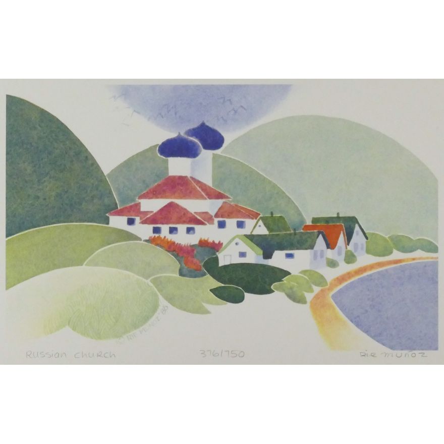 Rie Munoz "Russian Church" 1986 Signed Print 10.25" x 13.75" Sheet.