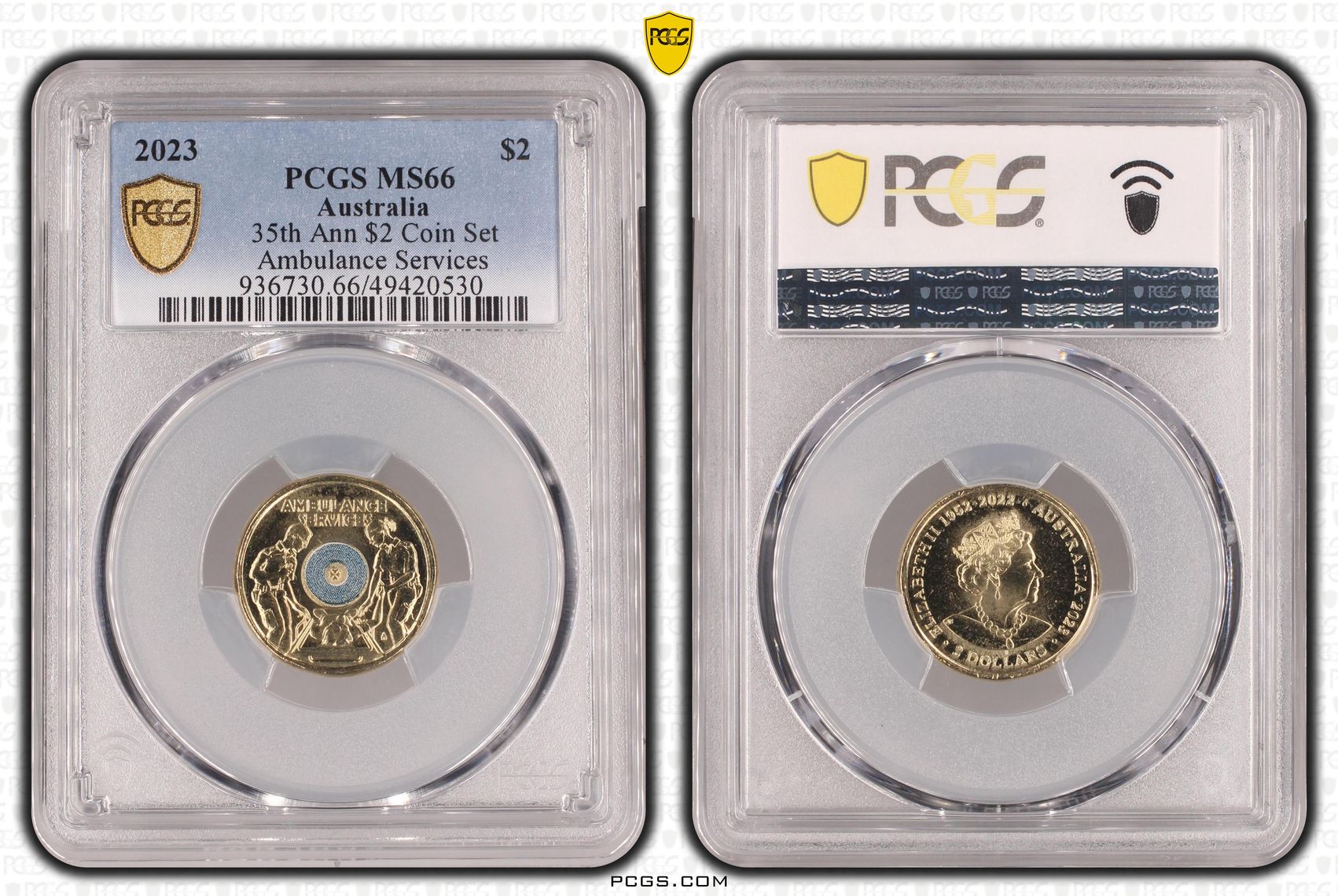 Elizabeth II, 35th Ann $2 Coin Set -Ambulance Services, Two Dollar, 2023, PCGS MS66