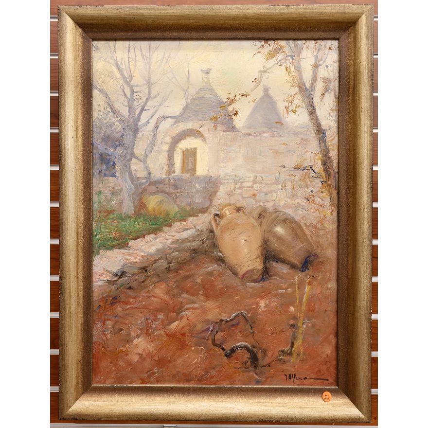 Alfonso ''Italian Landscape with Jugs'' Oil Painting Framed 32''x24''