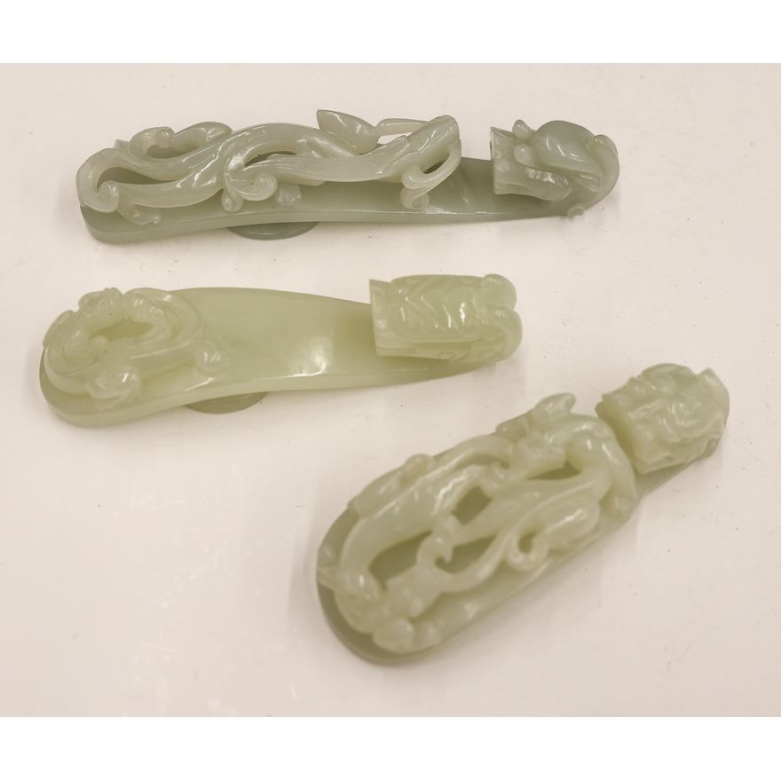 3pc Chinese Jade Dragon Belt Hooks