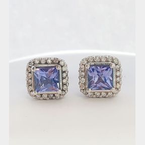 1.00CT TANZANITE & .200CT DIAMONDS IN 9CT WHITE GOLD EARRINGS - 51633/370