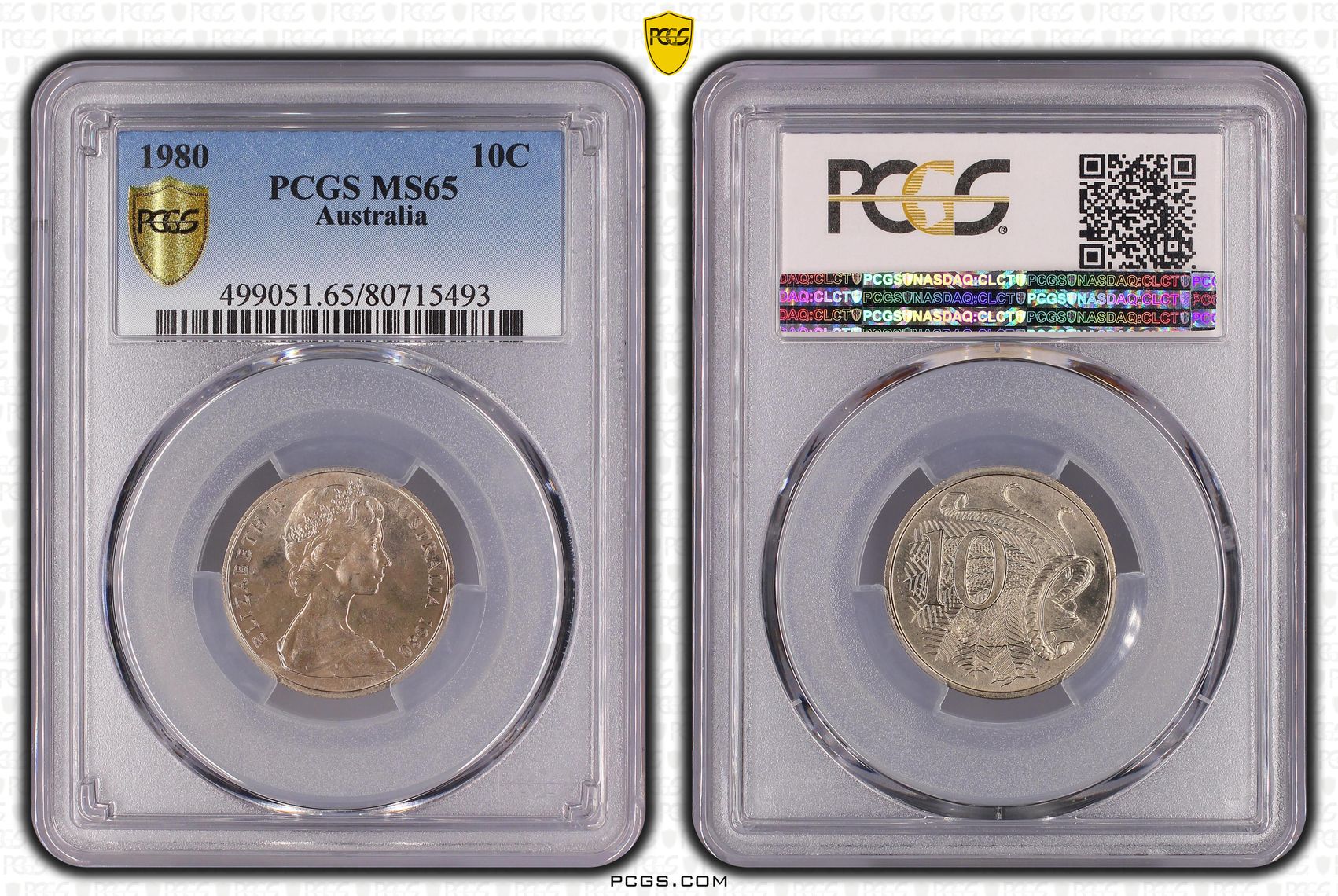 Elizabeth II, Ten Cent, 1980, PCGS MS65