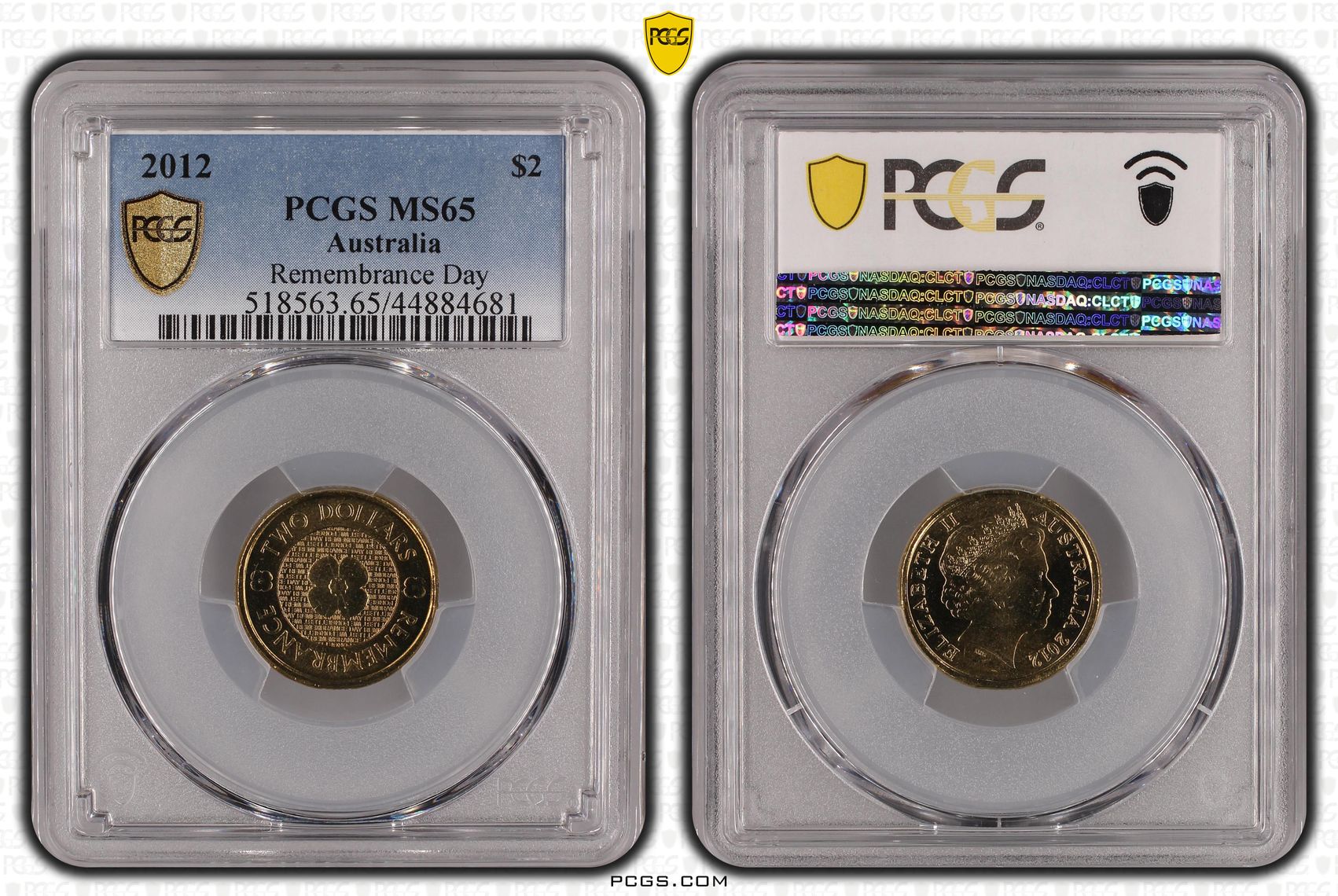 Remembrance Day, Two Dollar, 2012, PCGS MS65