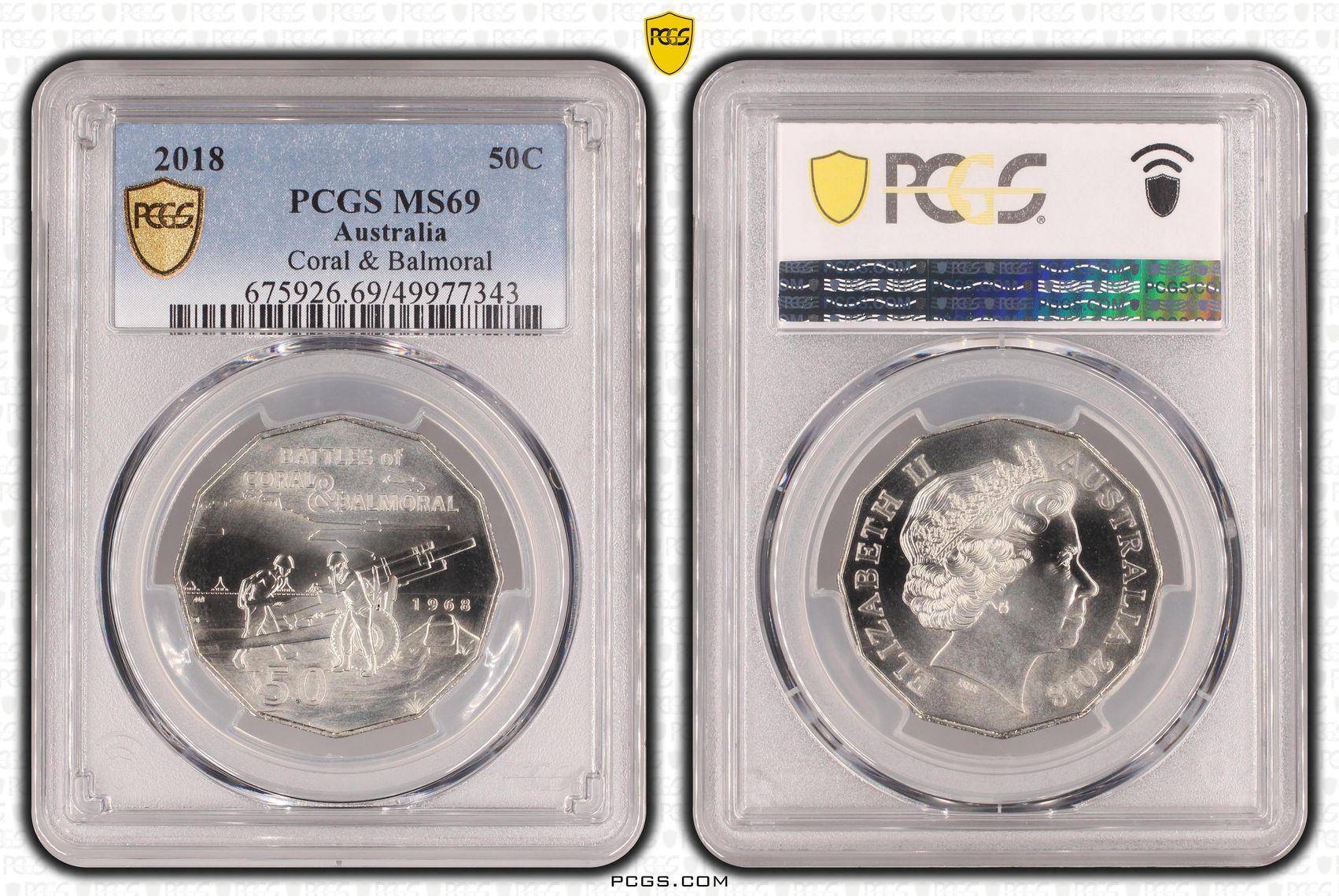 Coral & Balmoral , Fifty Cent, 2018, PCGS MS69