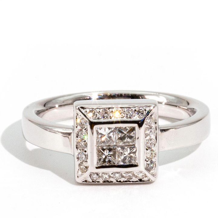 9 Carat White Gold Diamond Cluster Ring
