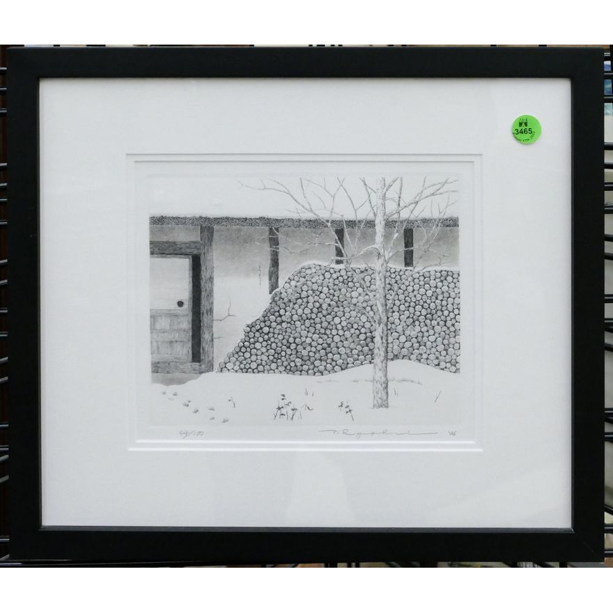 Tanaka Ryohei Japanese Modern S/N Etching Framed 13''x15''