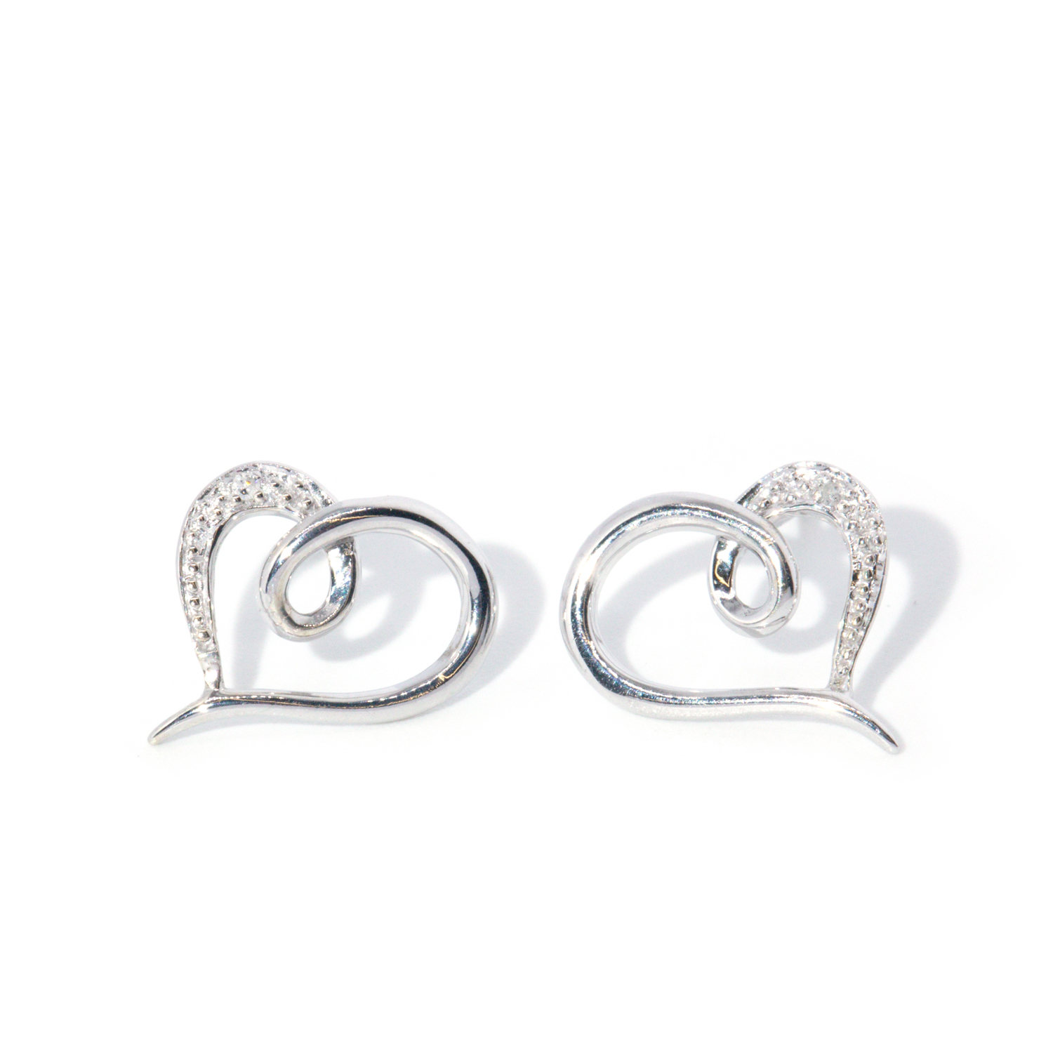 Diamond Heart 9ct Gold Earrings