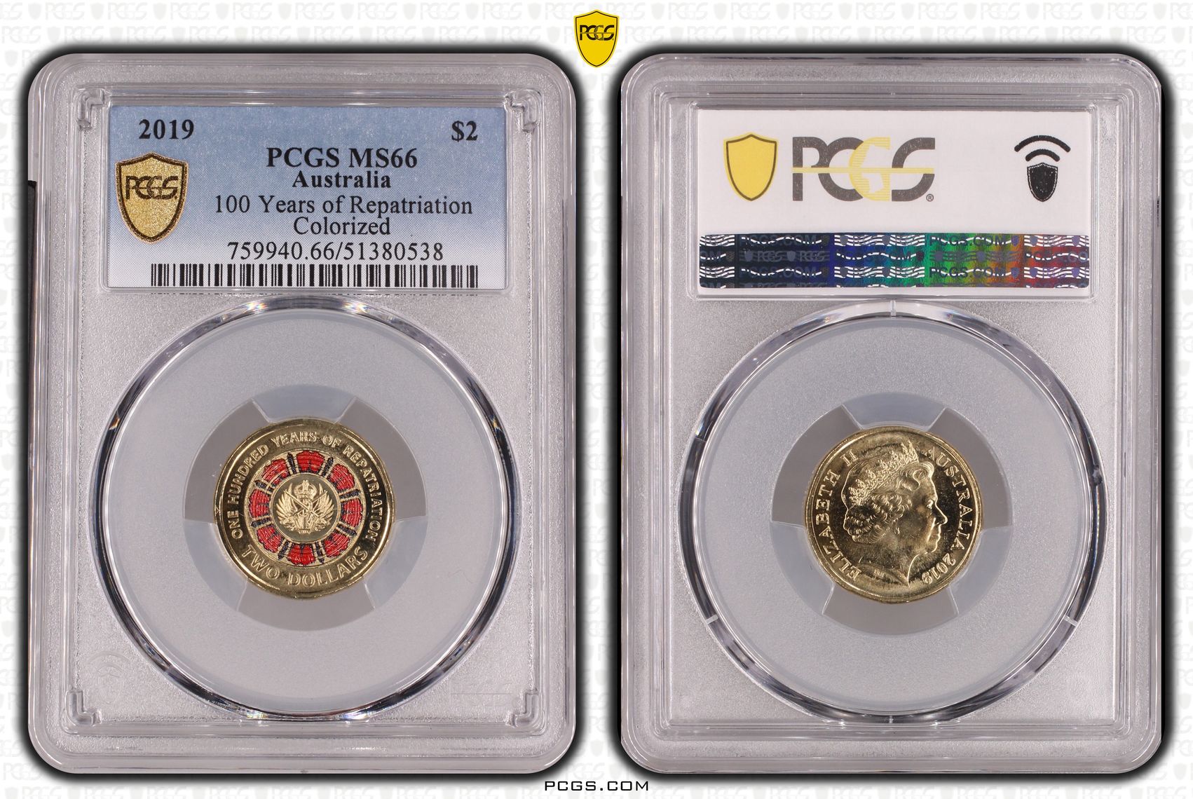 100 Years of Repatriation - Colorized, Two Dollar, 2019, PCGS MS66