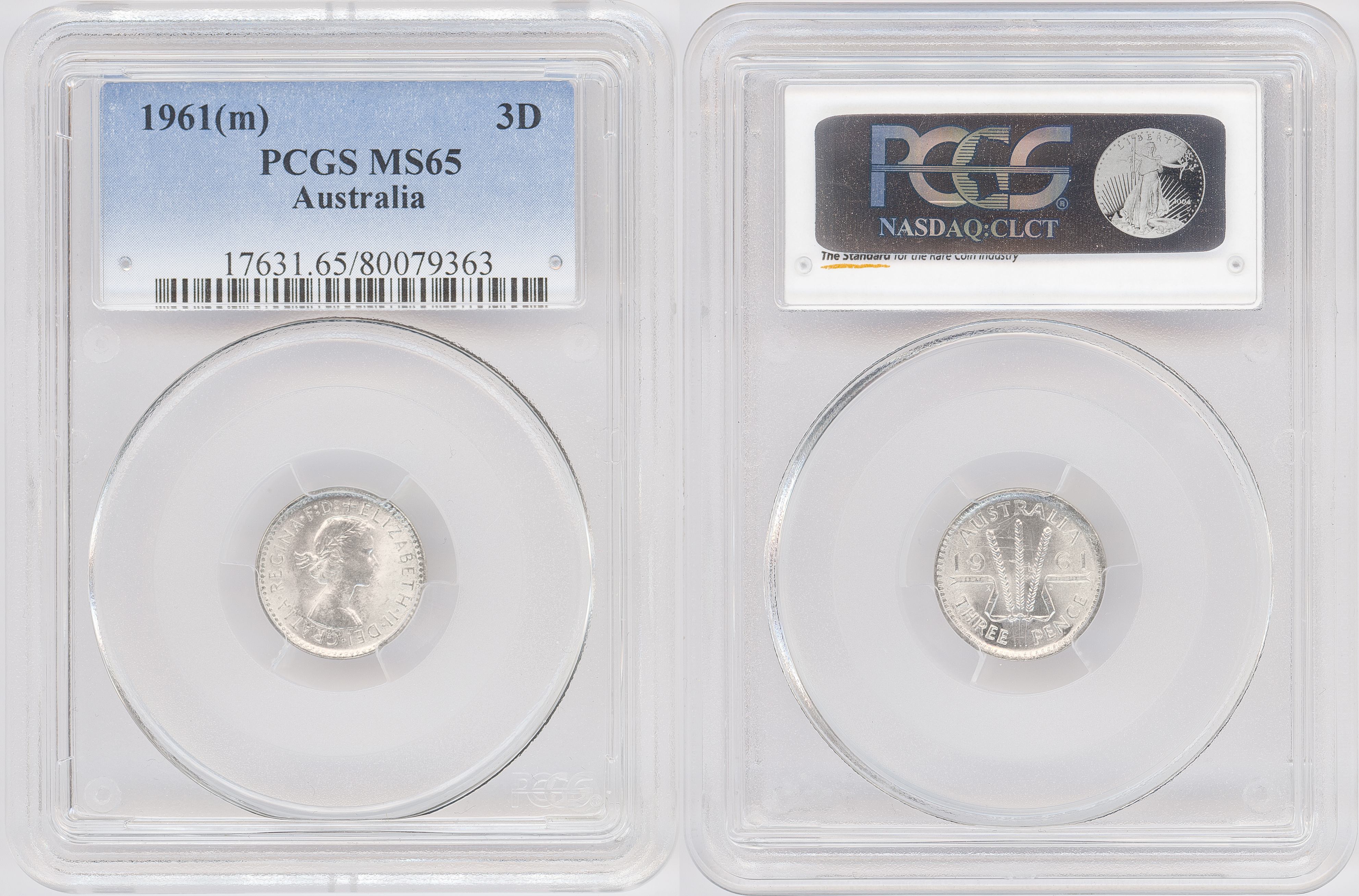 Threepence, 1961(m), PCGS MS65