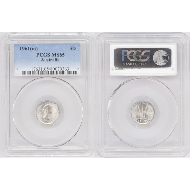 Threepence, 1961(m), PCGS MS65