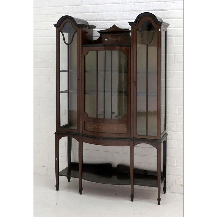 EDWARDIAN INLAID MAHOGANY DISPLAY CABINET