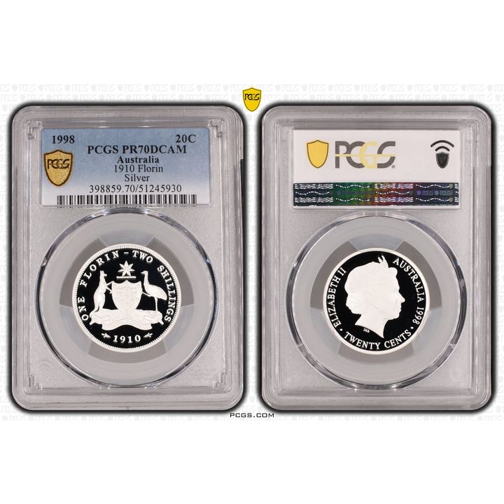 1910 Florin Silver, Twenty Cent, 1998, PCGS PR70DCAM