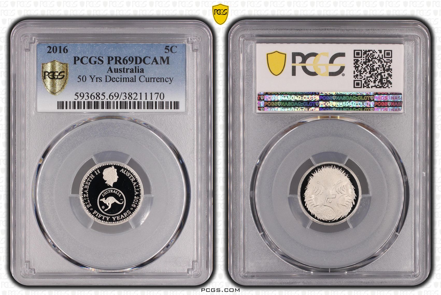 2016 Australia Five Cent, 5c 50 Yrs Decimal Currency PCGS - PR69DCAM -170