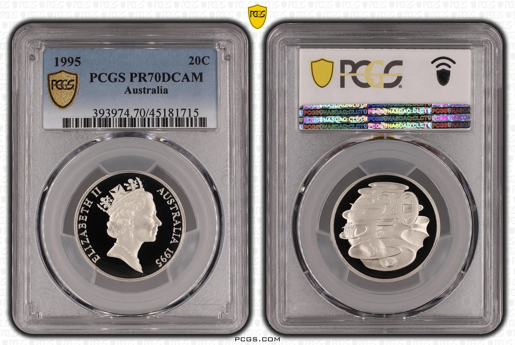 Elizabeth II, Twenty Cent, 1995, PCGS PR 70DCAM