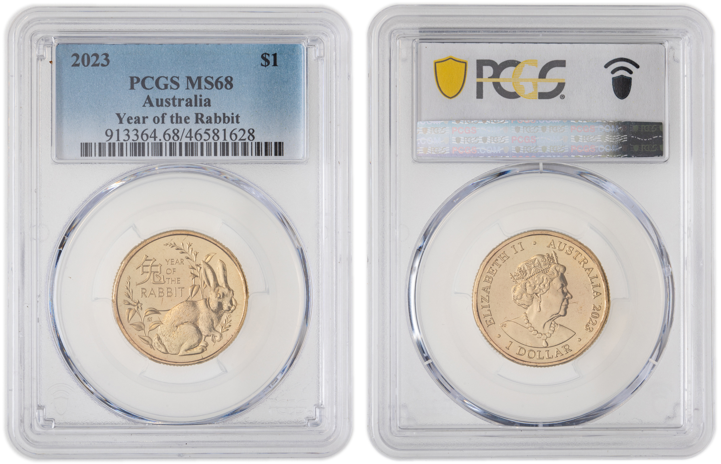 Elizabeth II, Year of the Rabbit, One Dollar, 2023, PCGS MS68