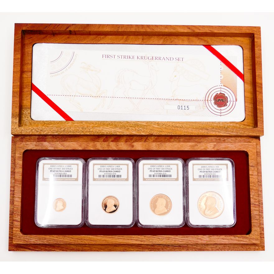 South Africa Gold First Strike Proof Krugerrand Set 2008, NGC PF69 Ultra Cameo