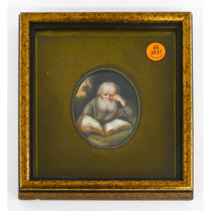 Antique Philosopher Painted Porcelain Miniature