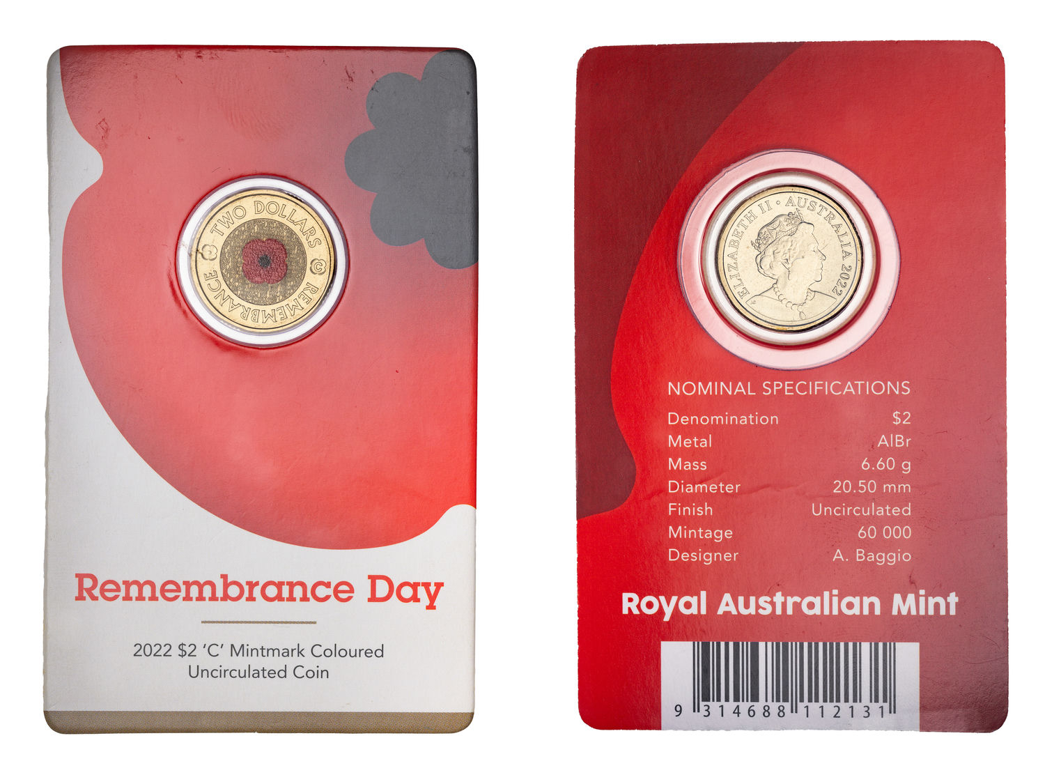 Remembrance Day, Two Dollars, 2022, UNC