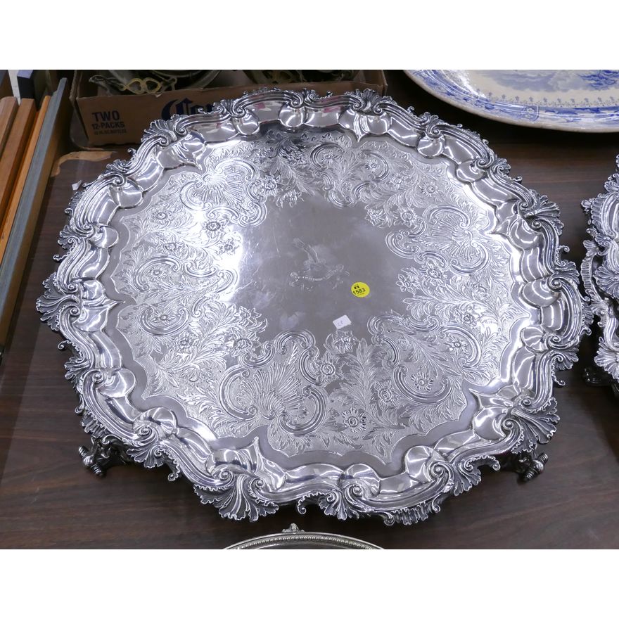 Antique Sheffield Plate Armorial Salver- 22''