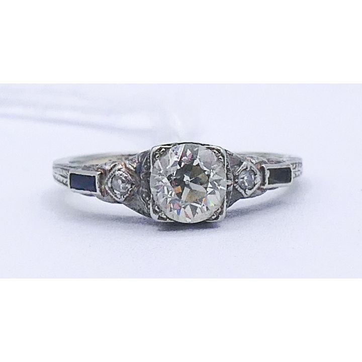 Art Deco .84ct Diamond 18k Engagement Ring Size 7 - 2.5 Gram