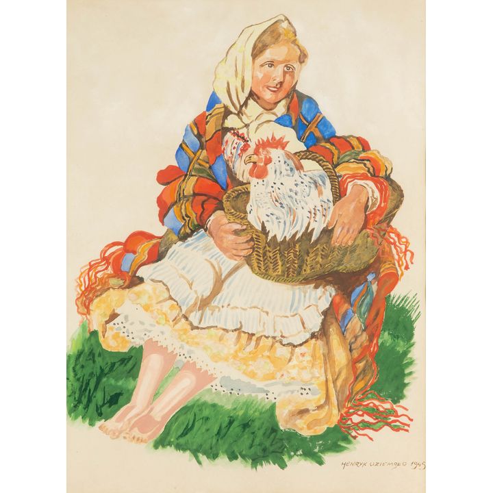 Henryk Uziembło | Góralka z kogutem, 1945 r.
