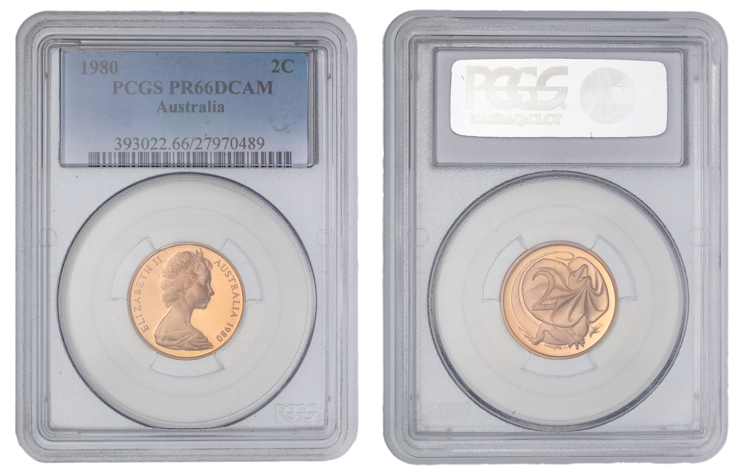 Elizabeth II, Two Cent, 1980, PCGS PR66DCAM
