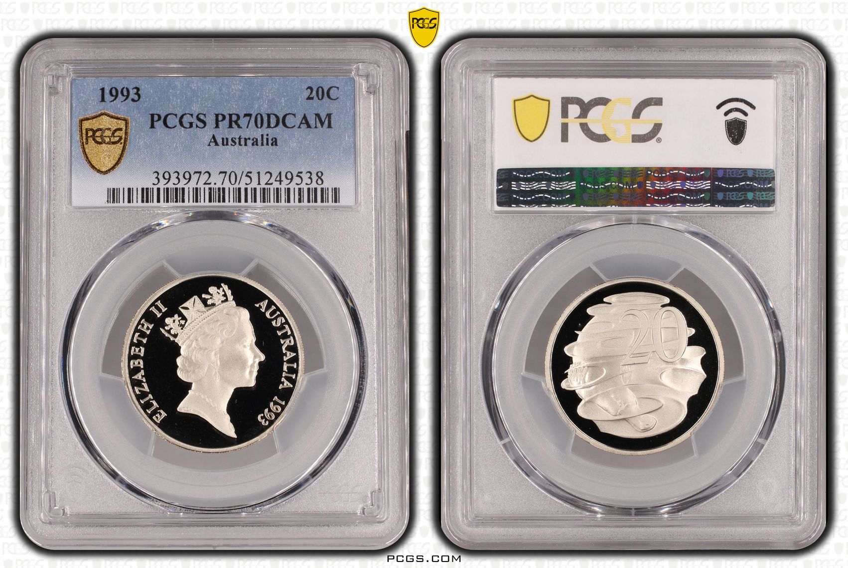 Twenty Cent, 1993, PCGS PR70DCAM