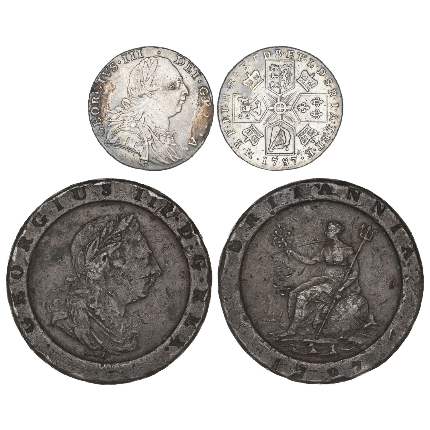 George III, Two Pence - Shilling, 1787, G - aF