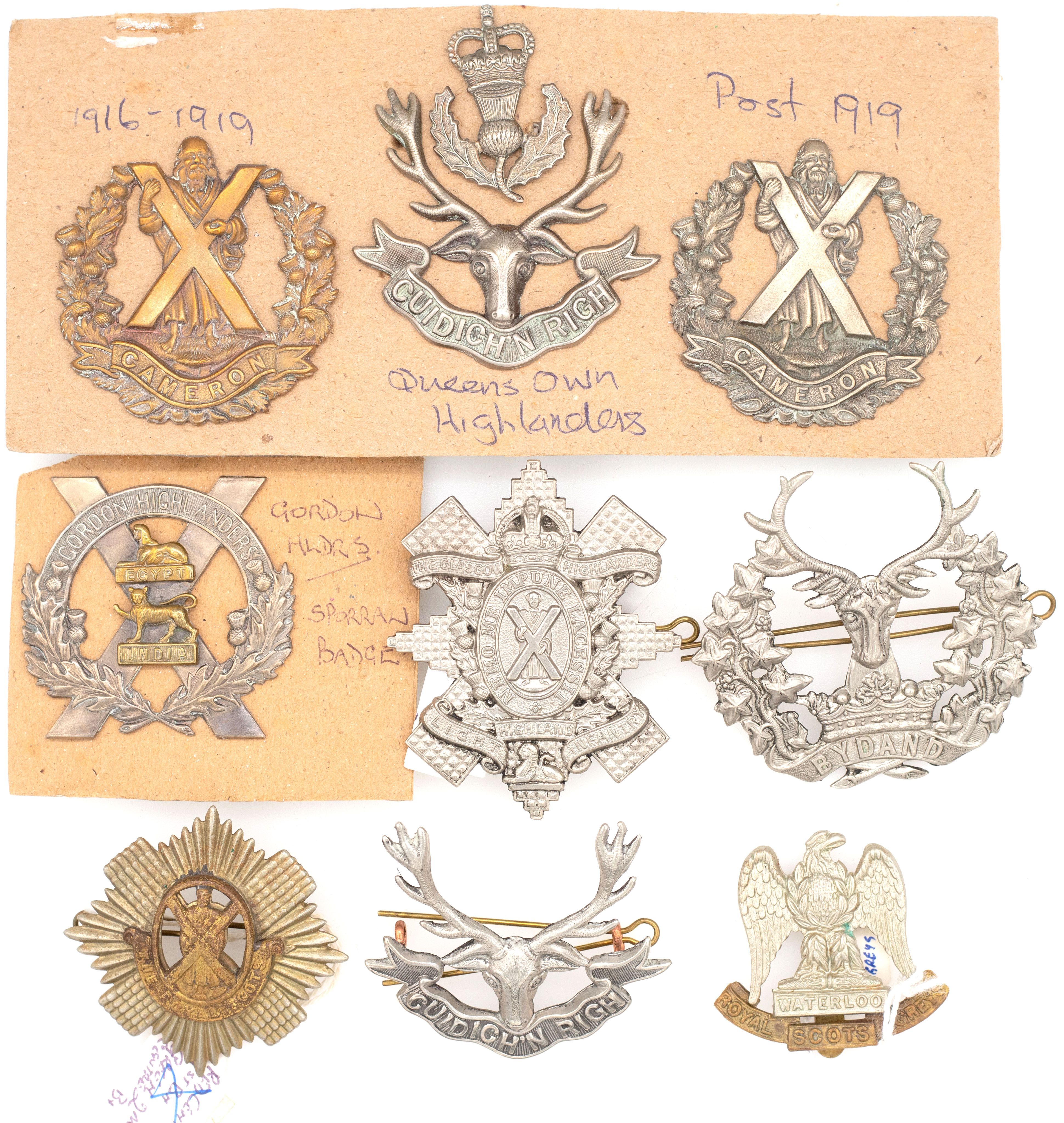 Scotland, Scottish Regimental Badges, 1914 - 1960, VGC
