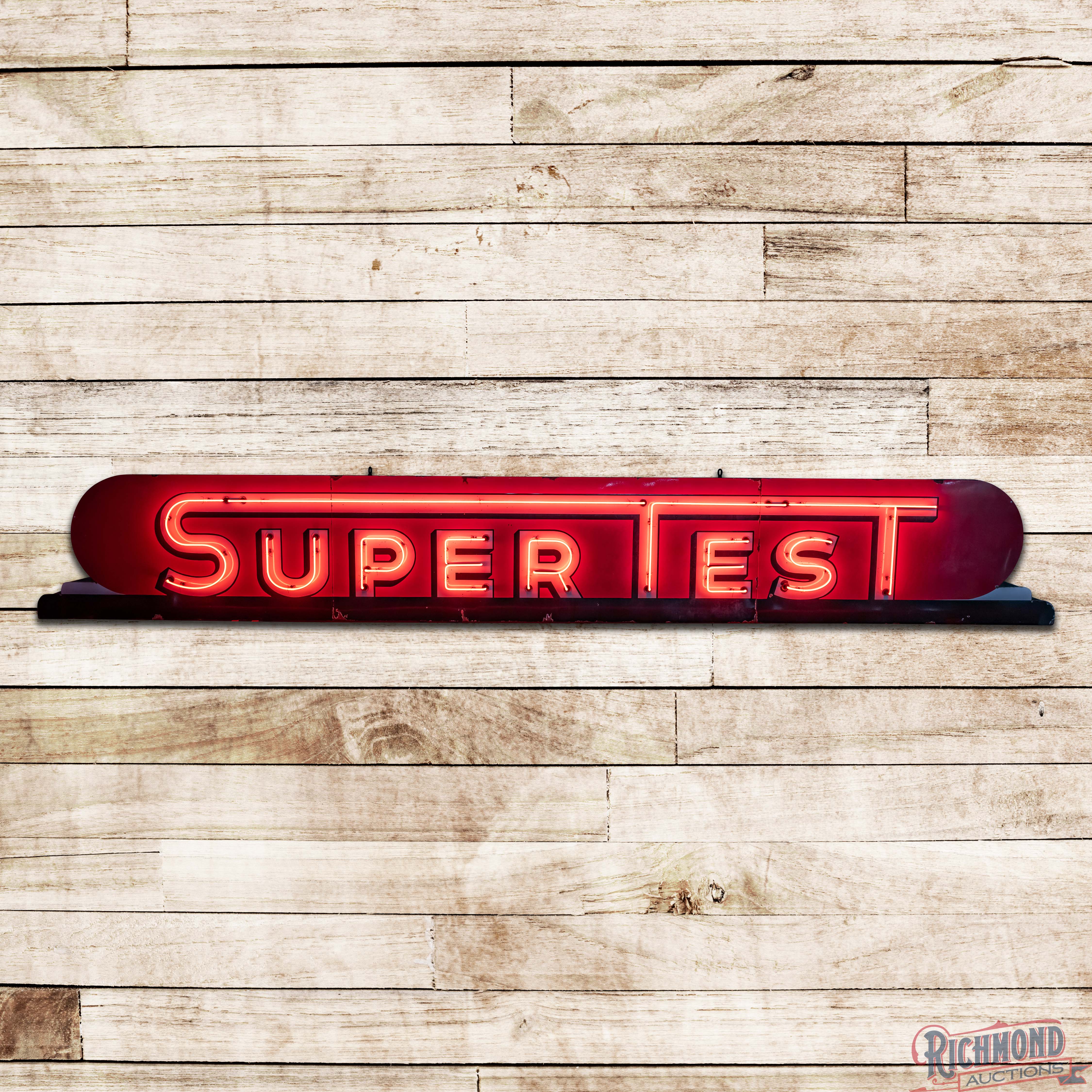 Super Test Gasoline 20' Single Sided Porcelain Factory Neon Sign 