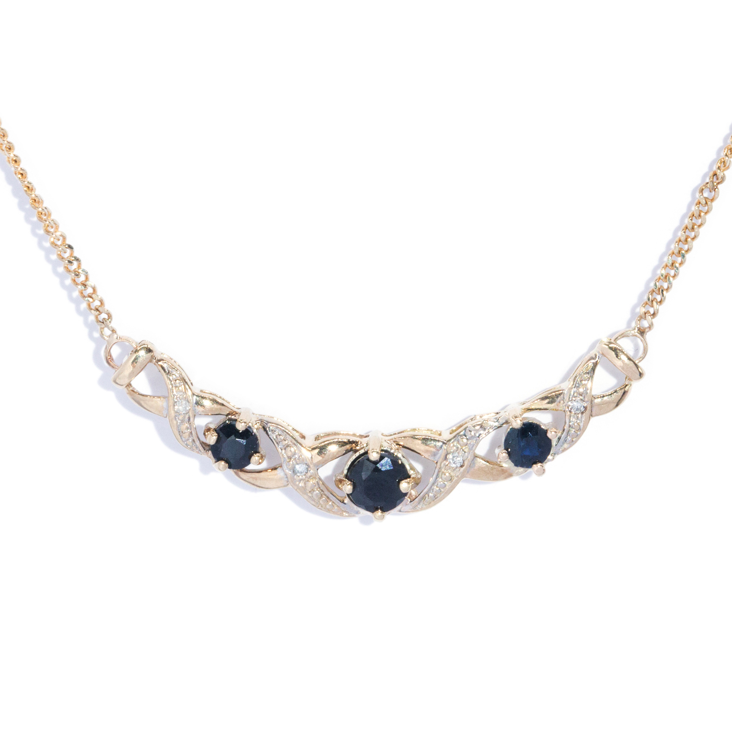 Sapphire & Diamond 9ct Gold Necklace
