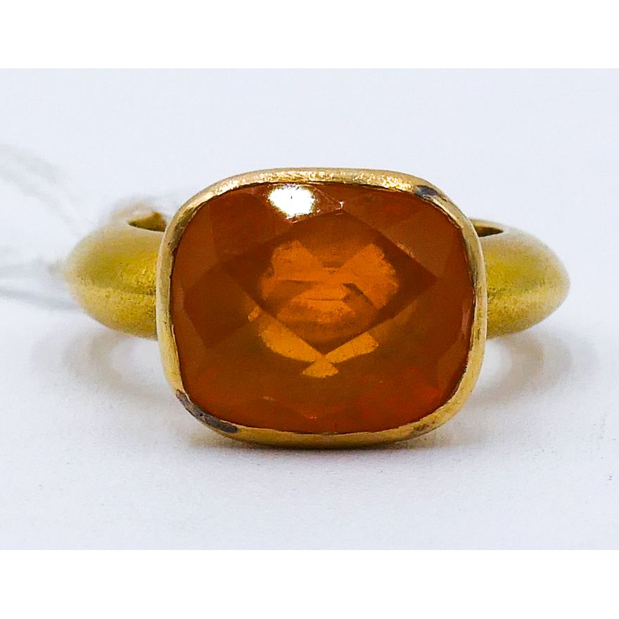 Ladies 18k Citrine Brushed Gold Ring Size 5.5 - 10.1 Grams