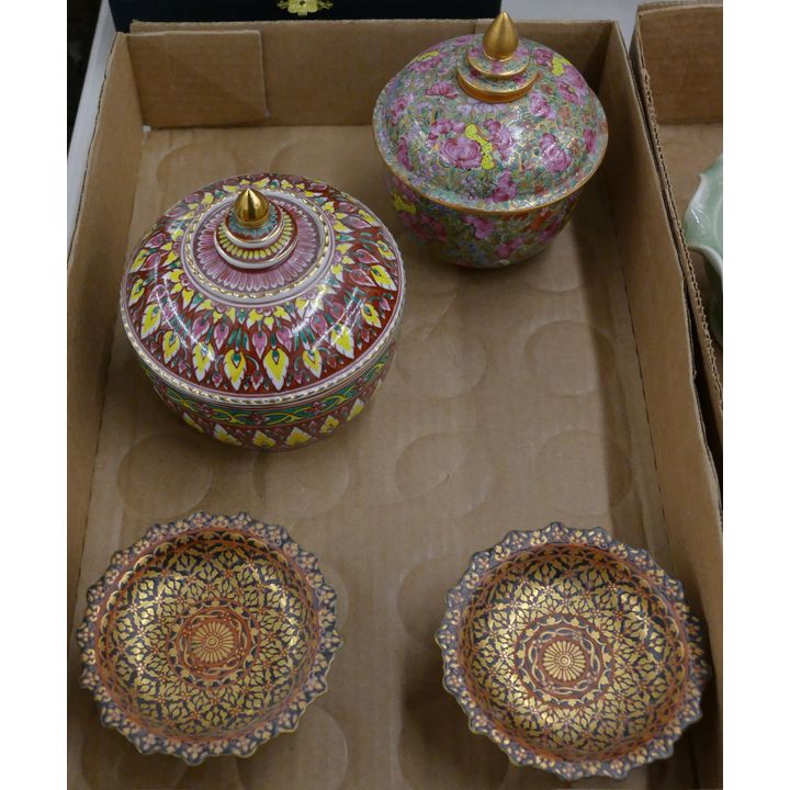 Box Thai Bencharong Covered Jars etc.