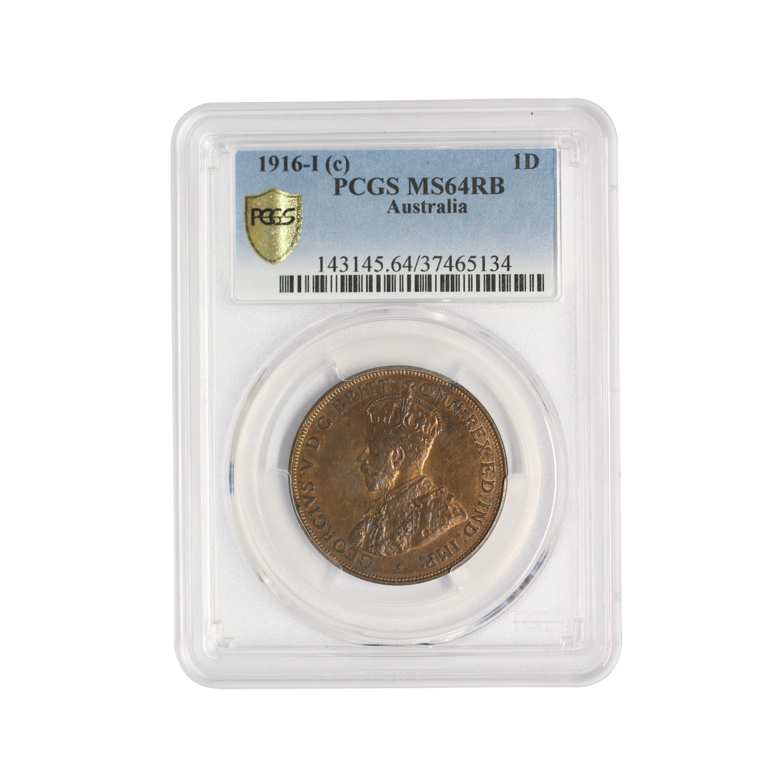 George V, Penny, 1916-I, MS 64RB