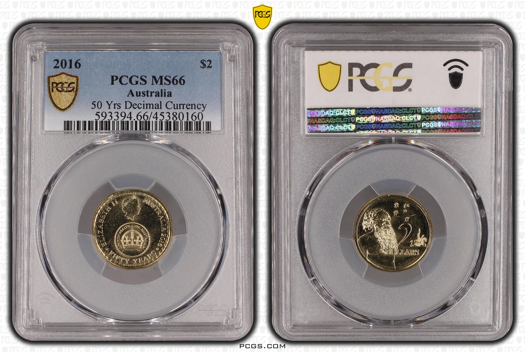 395 · 50 Yrs Decimal Currency , Two Dollar, 2016, PCGS MS66