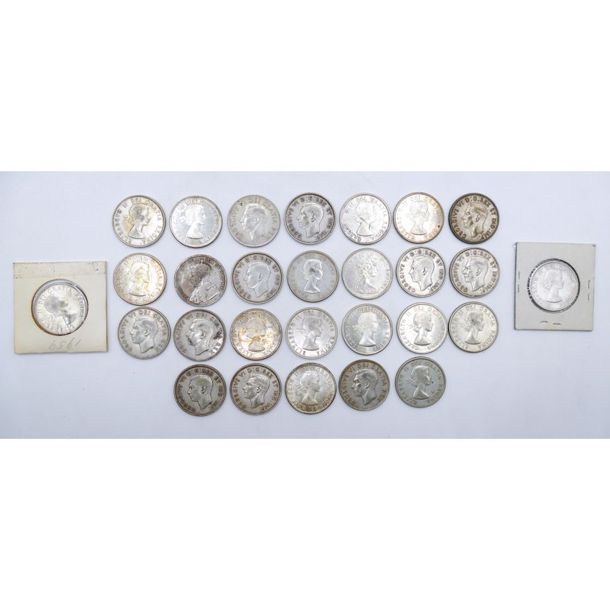 Box 28pc Canadian 80% Silver Half Dollars