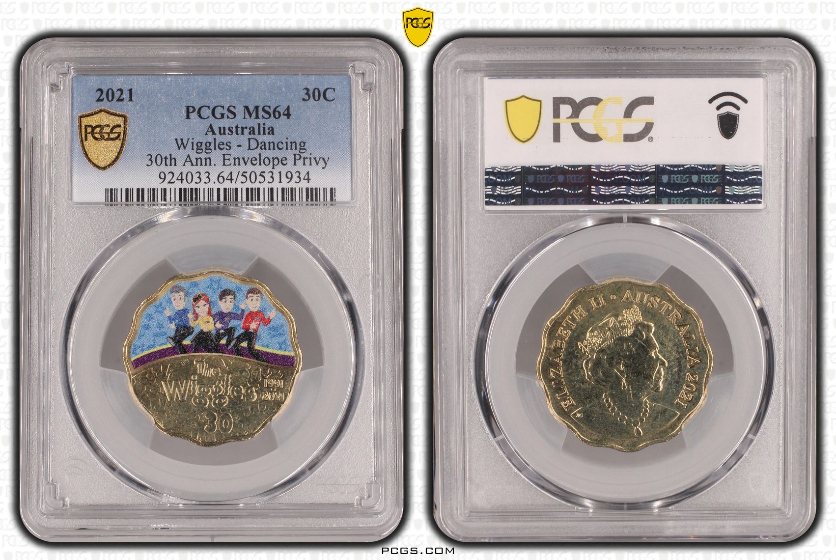 Wiggles - Dancing 30th Anniversary, 30C, 2021, PCGS MS64