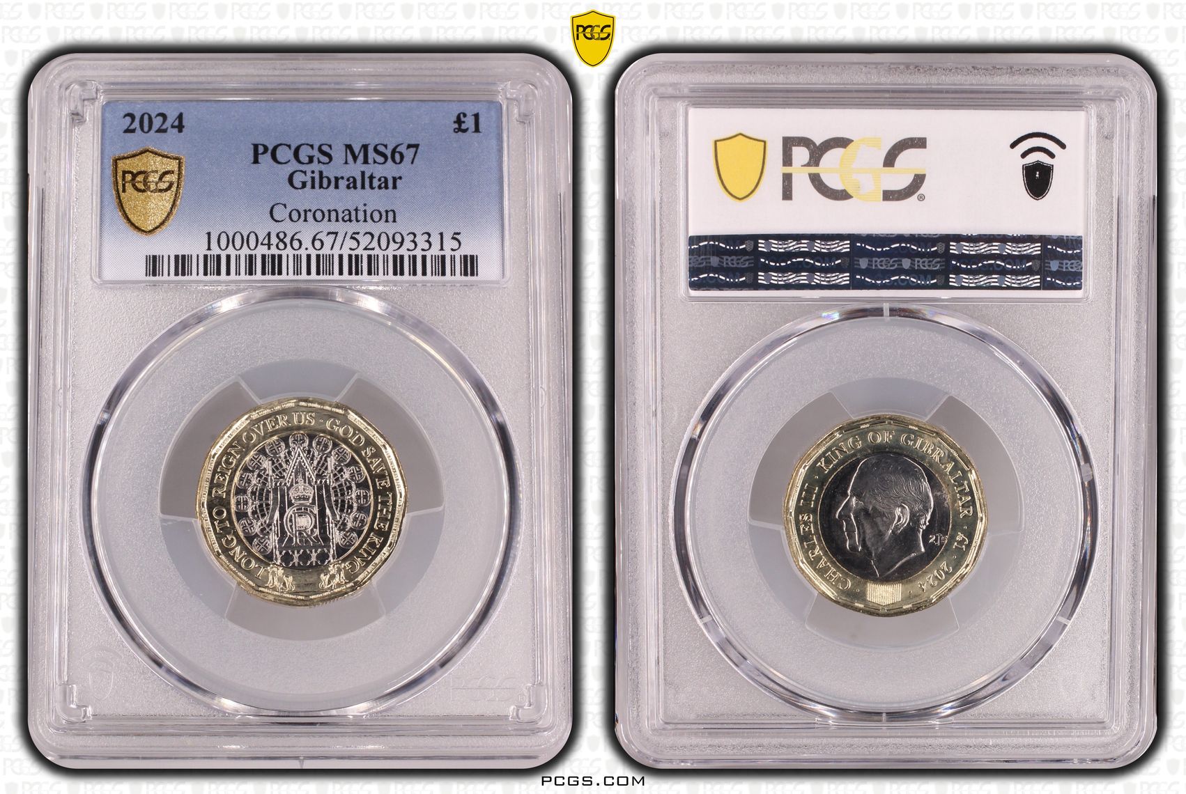 Gibraltar, Charles III, Coronation, 1/0, One Pound, 2024, PCGS MS67