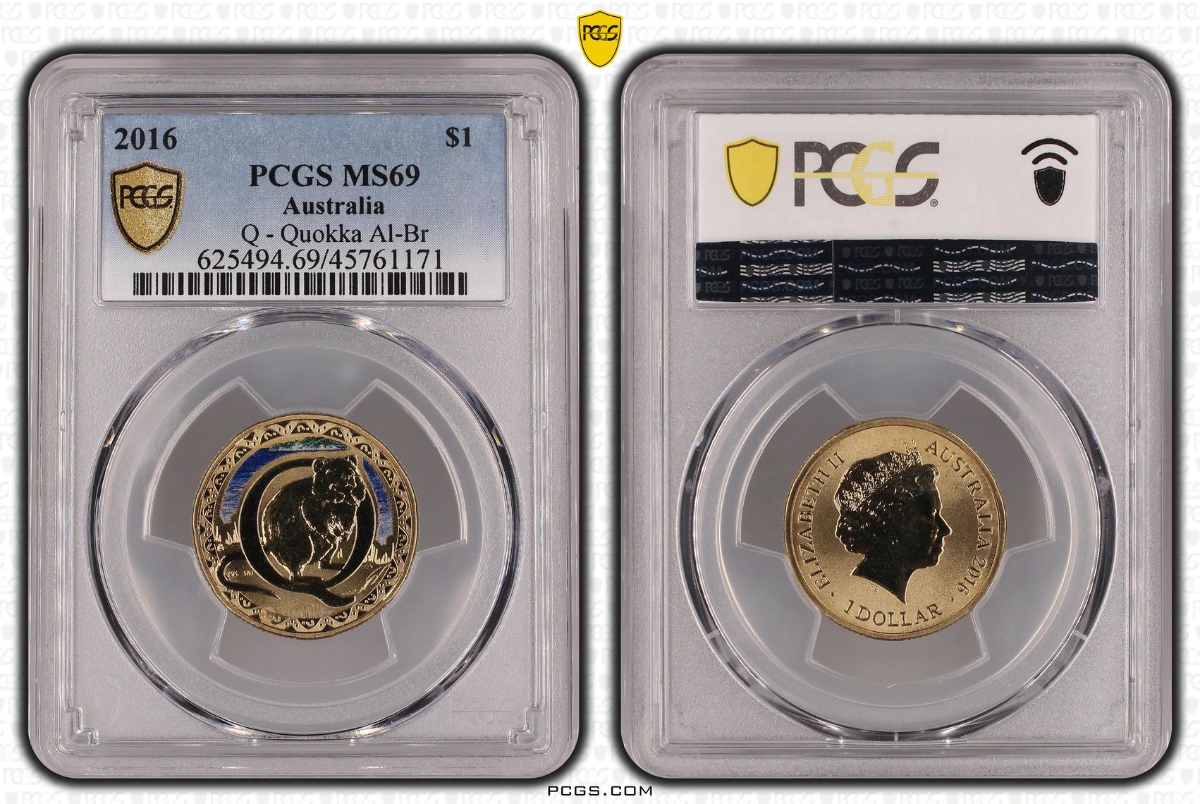 Q - Quokka Al-Br, One Dollar, 2016 POP Report 11/0, PCGS MS 69