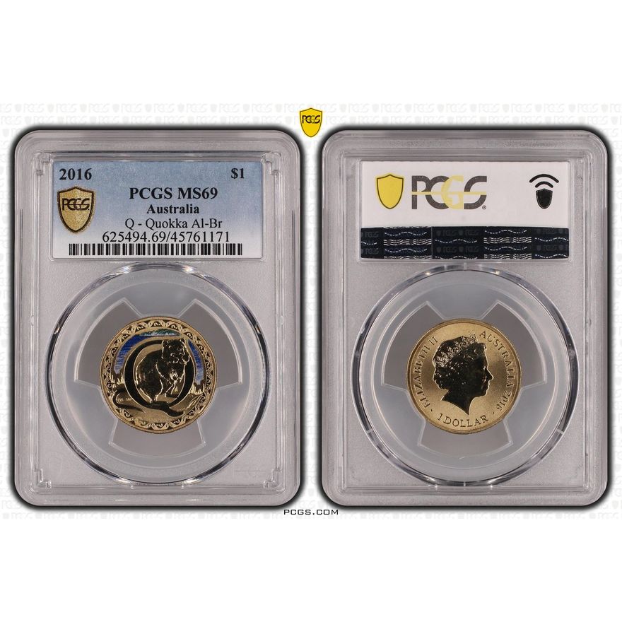 Q - Quokka Al-Br, One Dollar, 2016 POP Report 11/0, PCGS MS 69