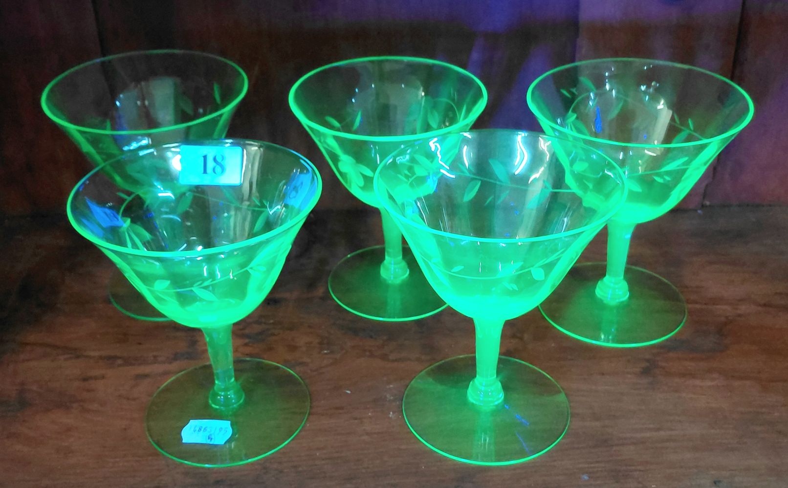 18 · URANIUM GLASS STEM GLASSES
