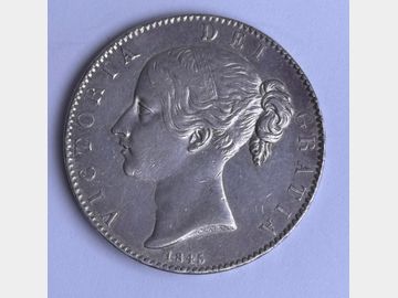 1845 VICTORIA YOUNG HEAD SILVER CROWN (CINQUEFOIL STOPS)