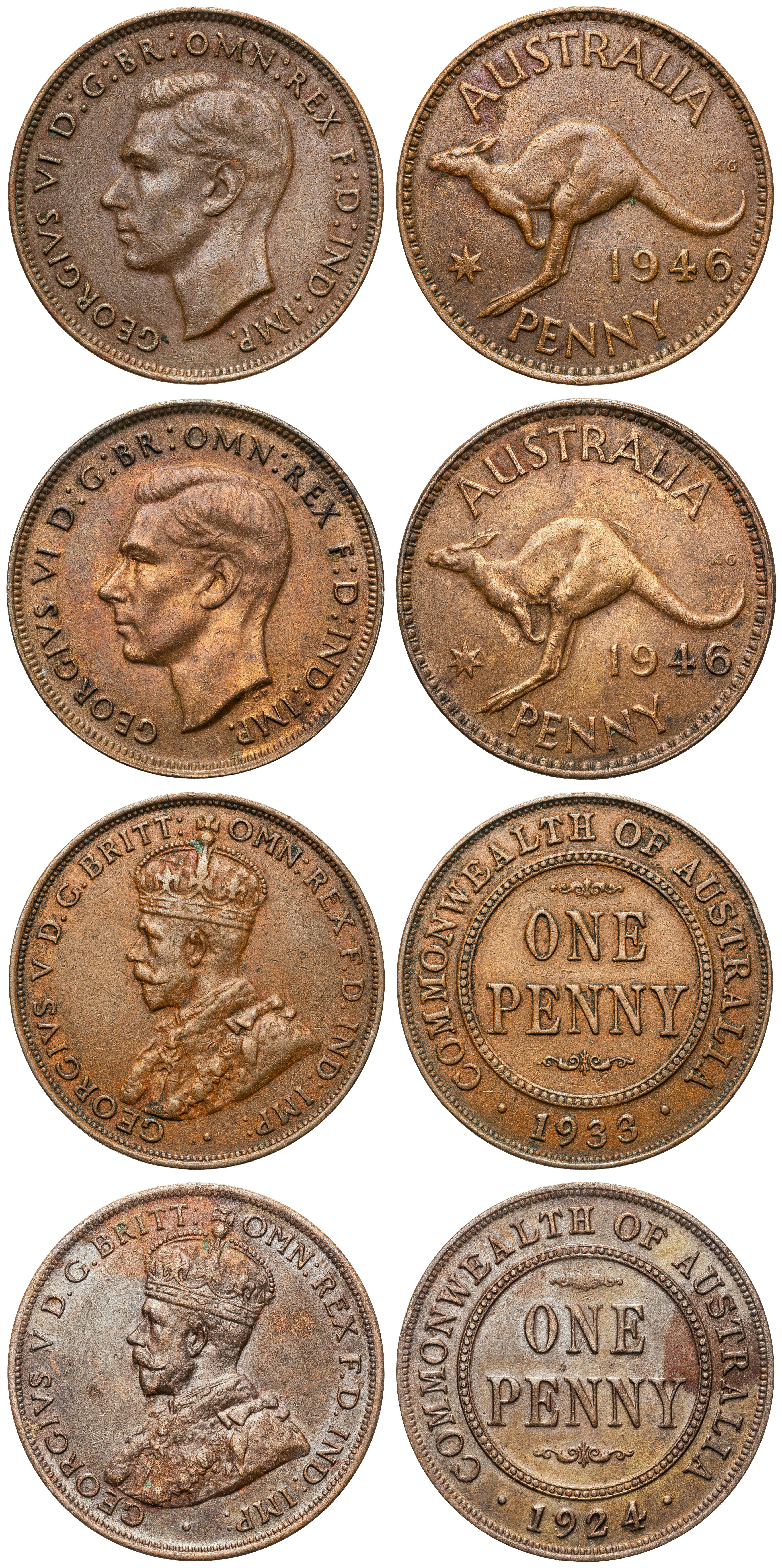 George V - George VI, Penny, 1924 - 1946, gF - EF