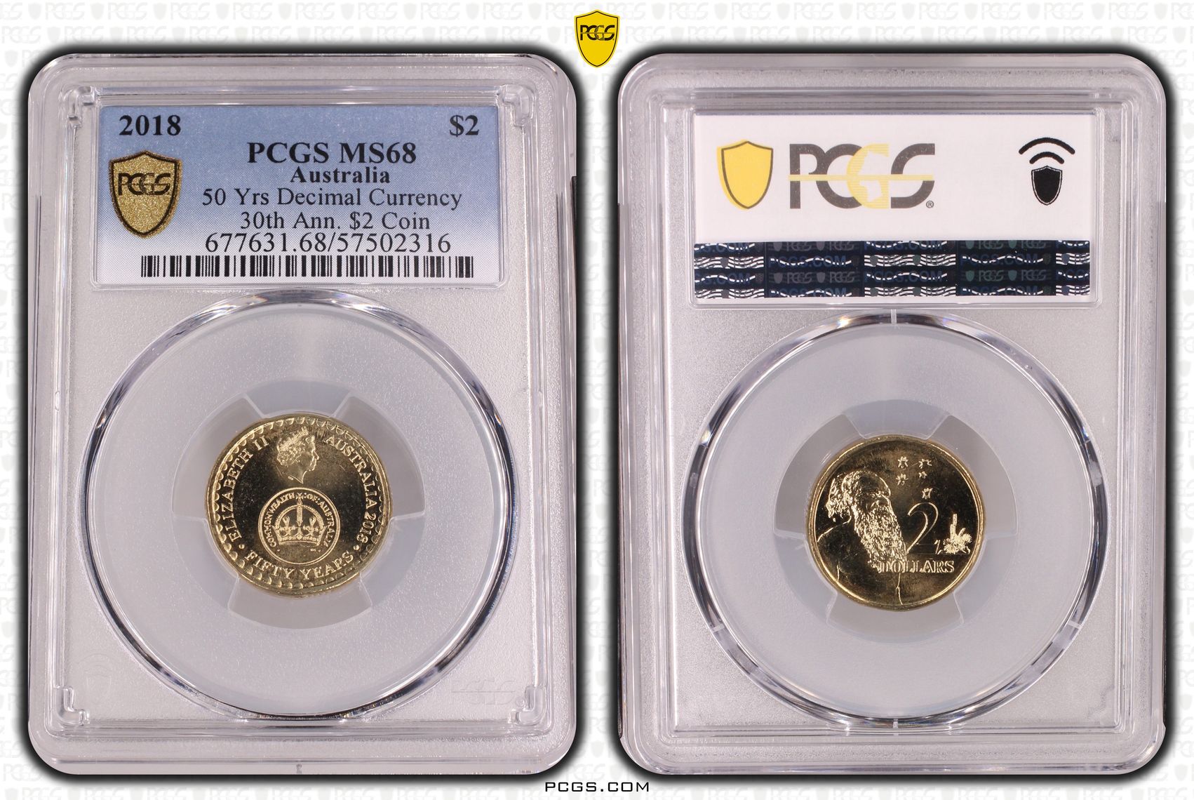 50 Yrs Decimal Currency 30th Ann. $2 Coin, Two Dollar, 2018, PCGS MS68