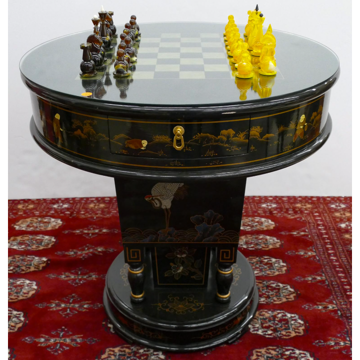Chinese Lacqured Chess Table 29'' x 28'' x 28''