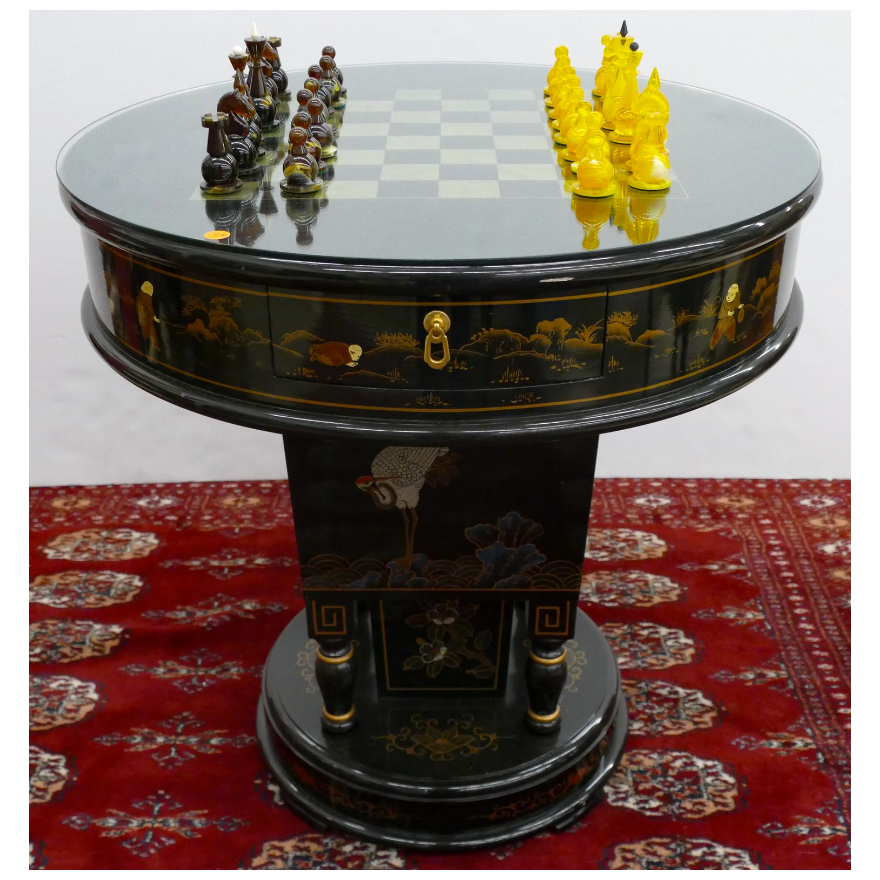 Chinese Lacqured Chess Table 29'' x 28'' x 28''