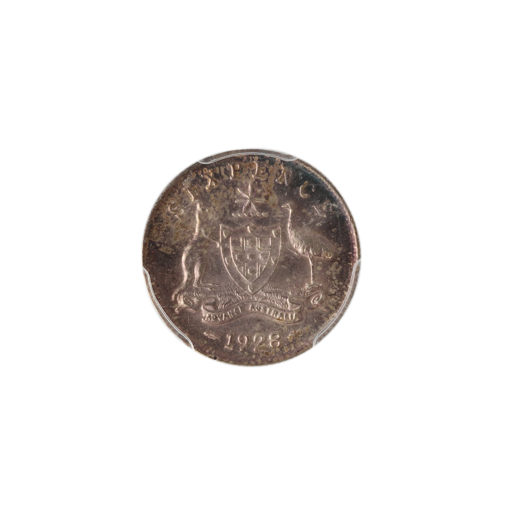 Sixpence, 1928, MS62