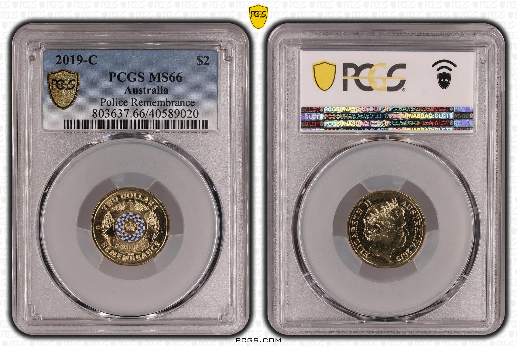 2019-C Australia Two Dollar, $2 Police Remembrance PCGS - MS66 -020