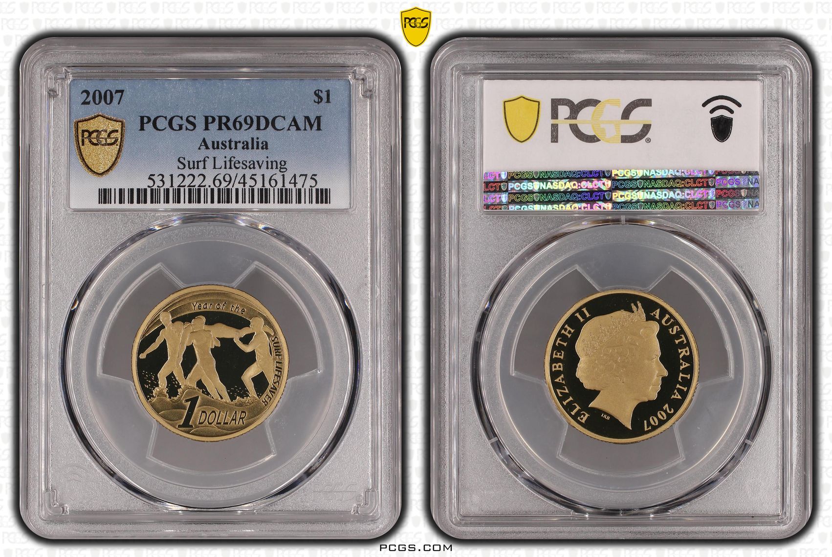 Surf Lifesaving, One Dollar, 2007, PCGS PR69DCAM