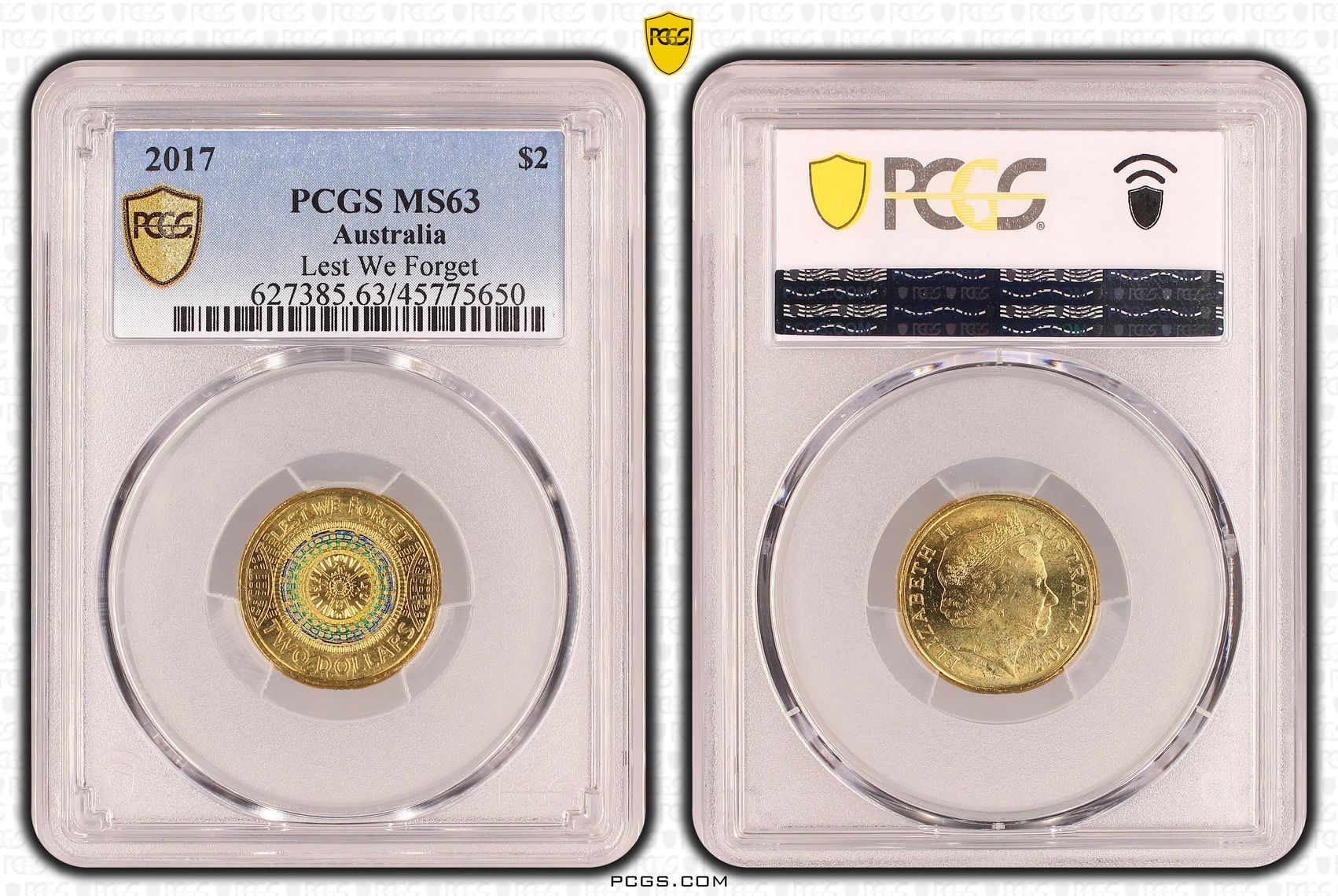 Lest We Forget, Two Dollar, 2017, PCGS MS63